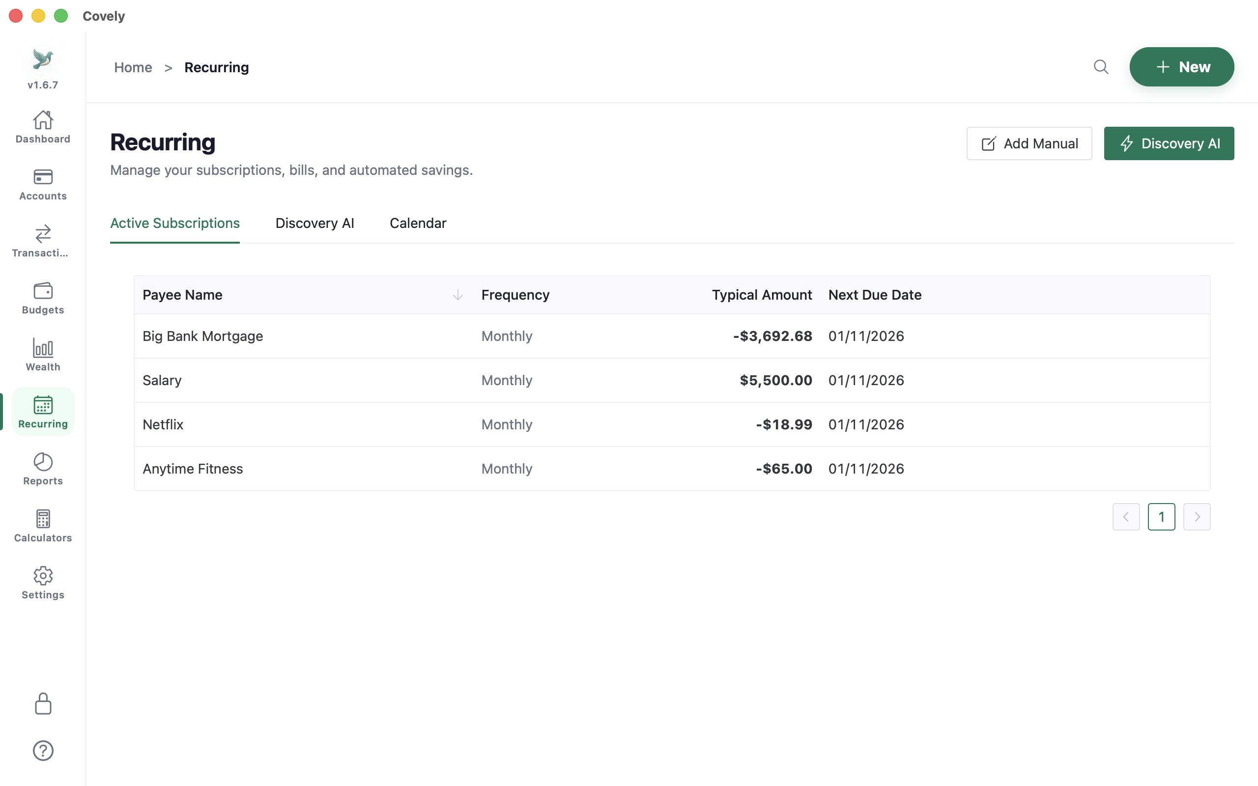 Recurring Bills